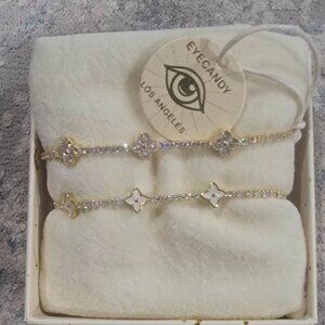 EyeCandy Gold Tone Bracelet, 2 Pairs